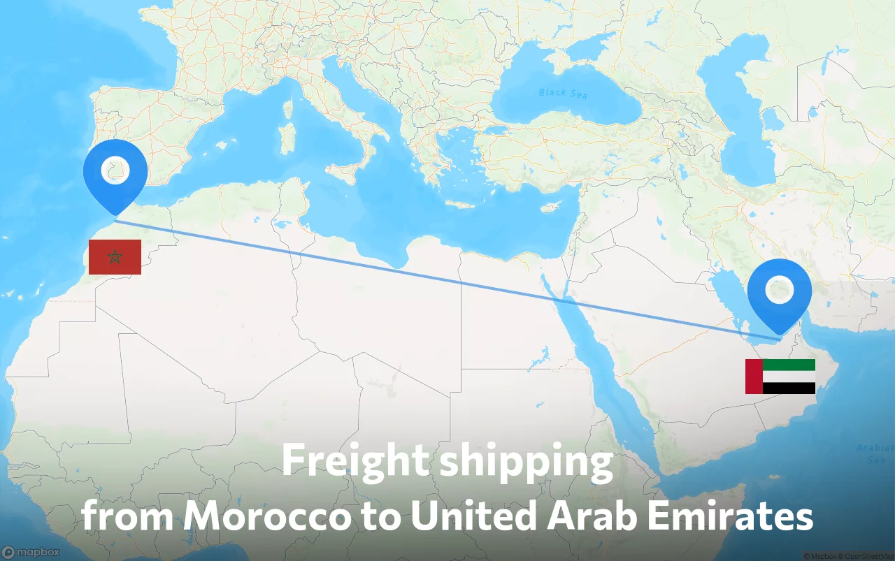 Shipping route from Morocco to United Arab Emirates