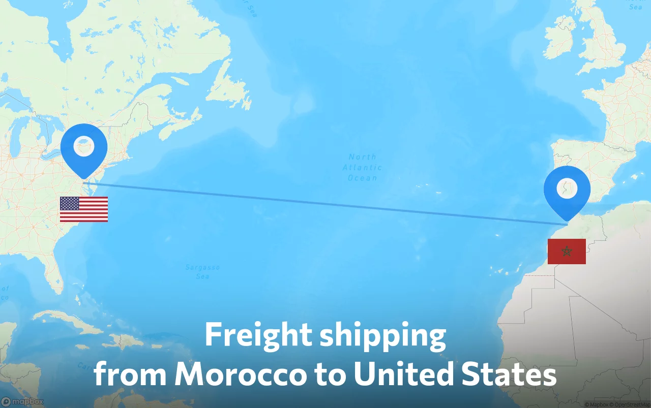 Shipping route from Morocco to United States