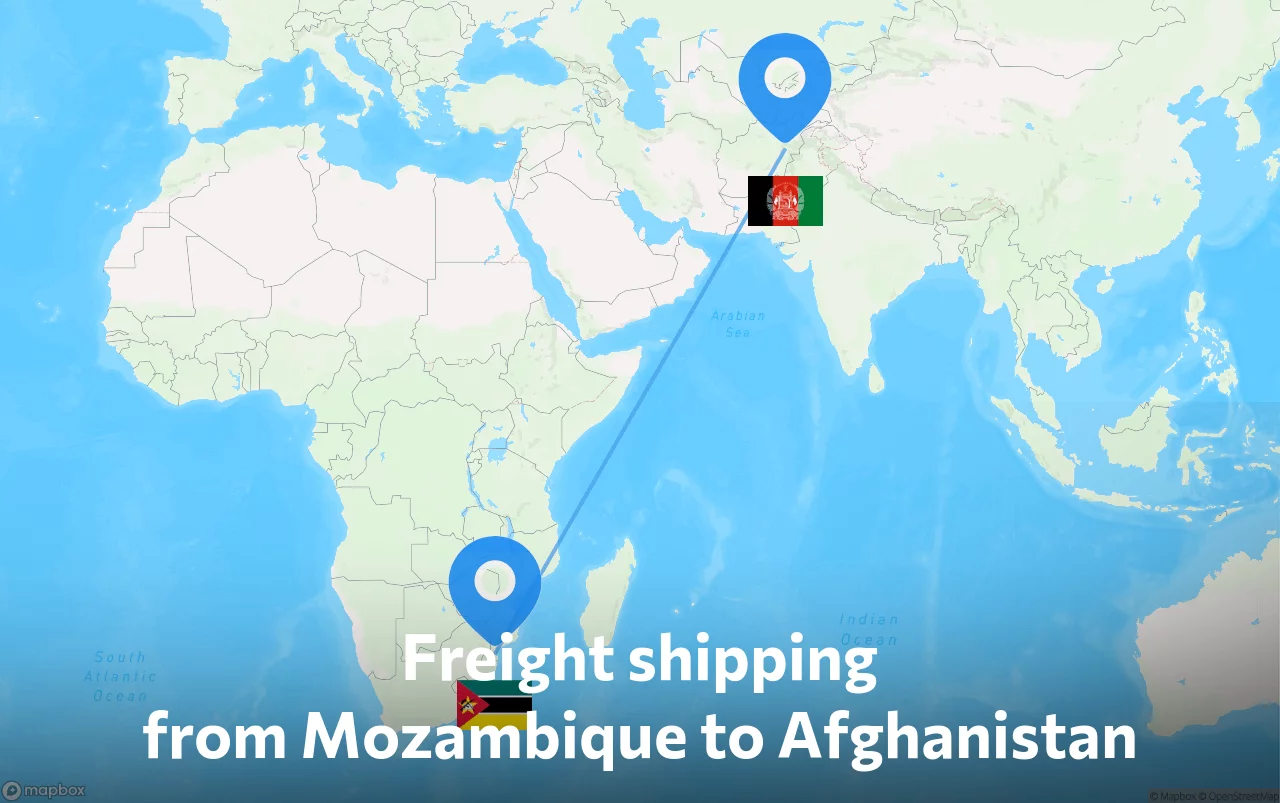 Shipping route from Mozambique to Afghanistan