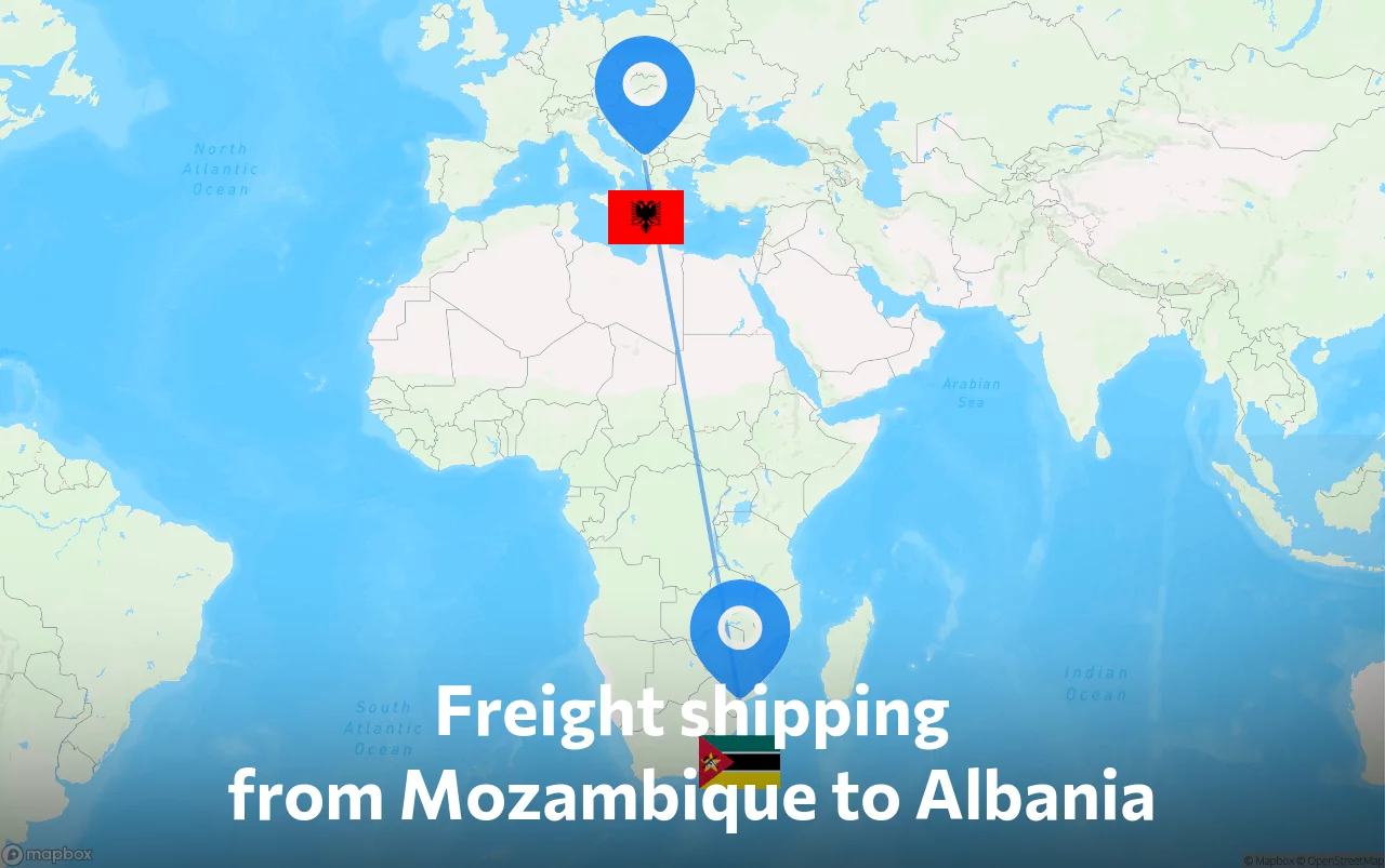 Shipping route from Mozambique to Albania
