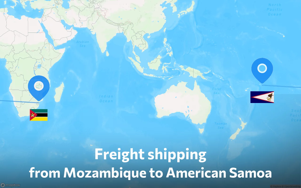 Shipping route from Mozambique to American Samoa