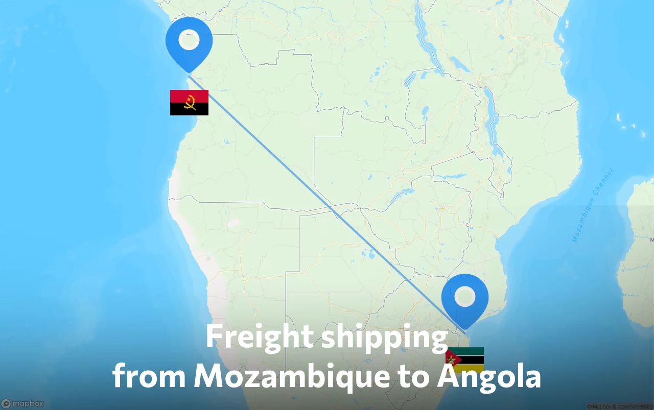 Shipping route from Mozambique to Angola