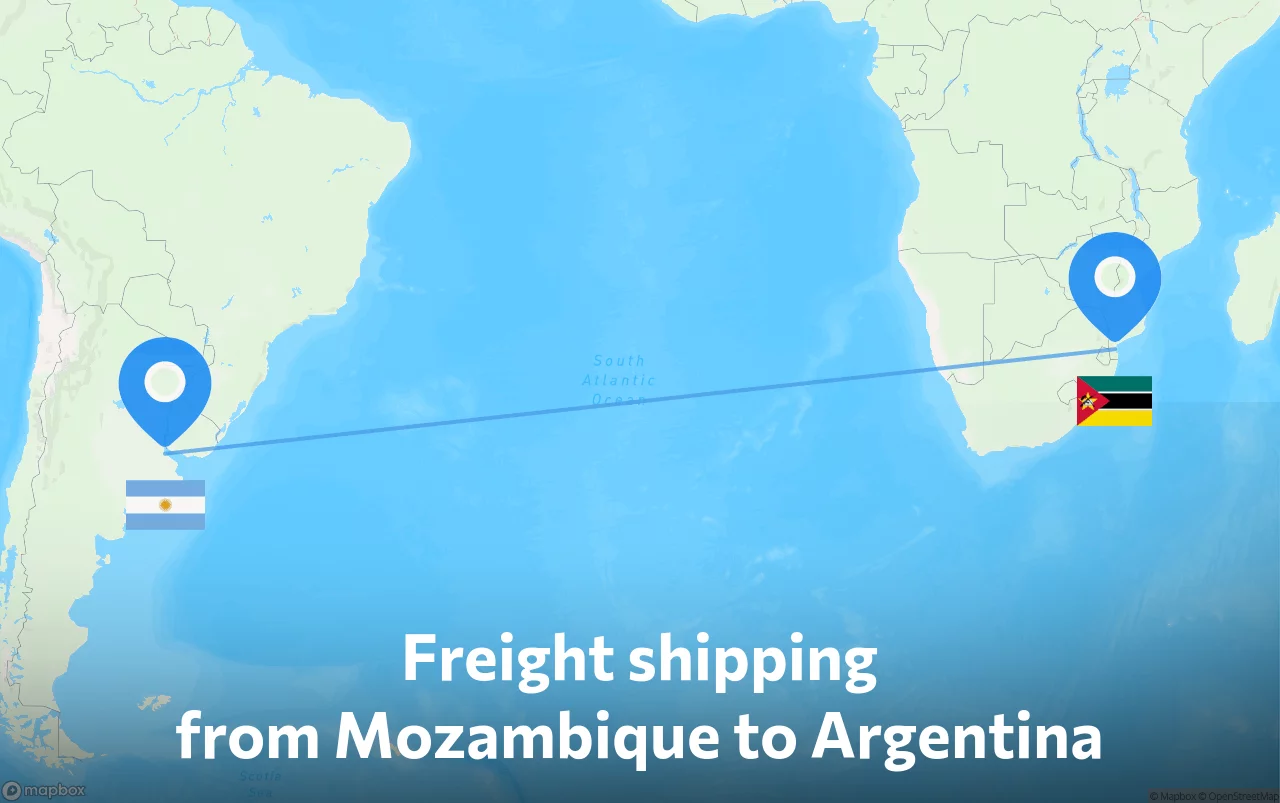 Shipping route from Mozambique to Argentina