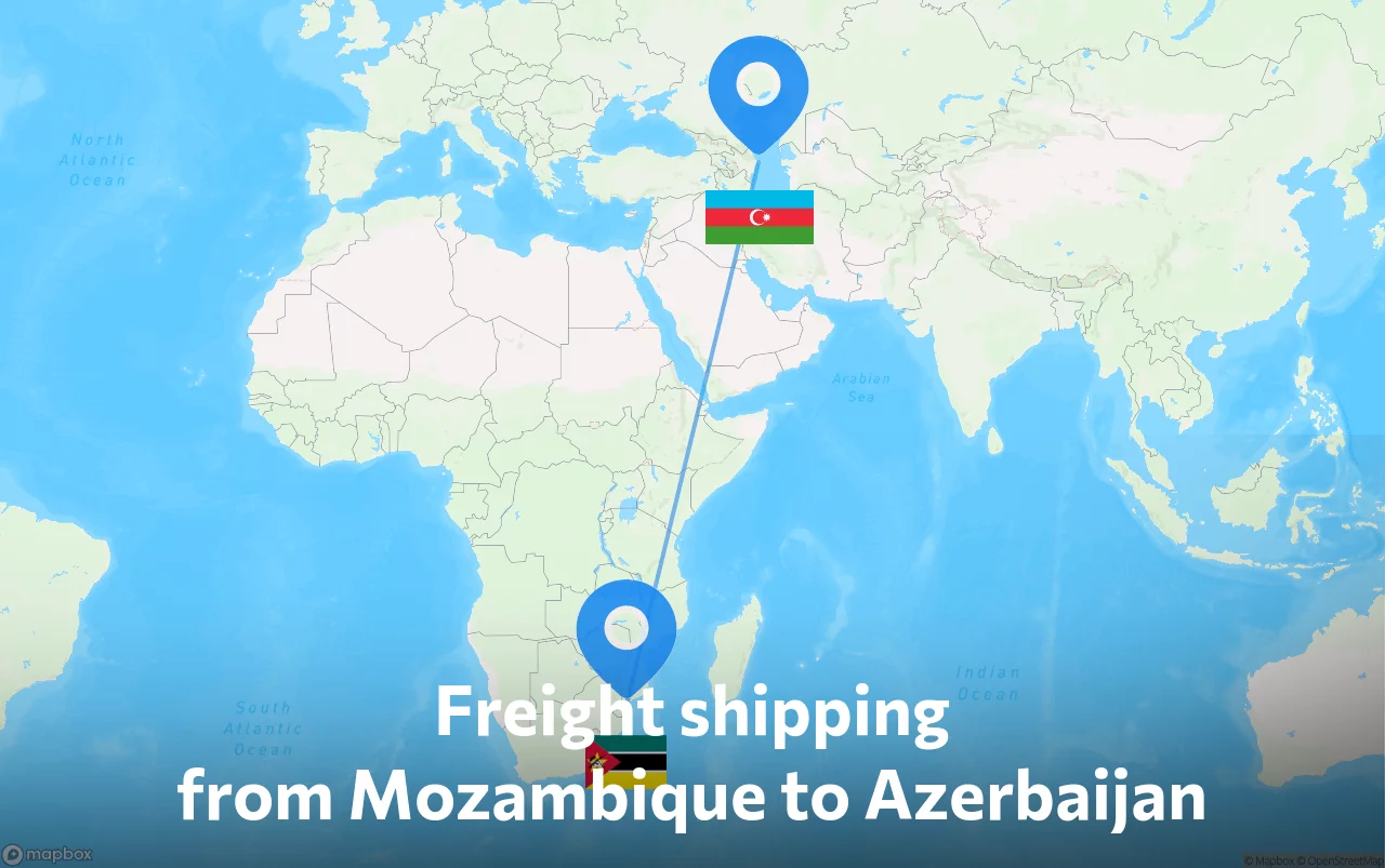 Shipping route from Mozambique to Azerbaijan
