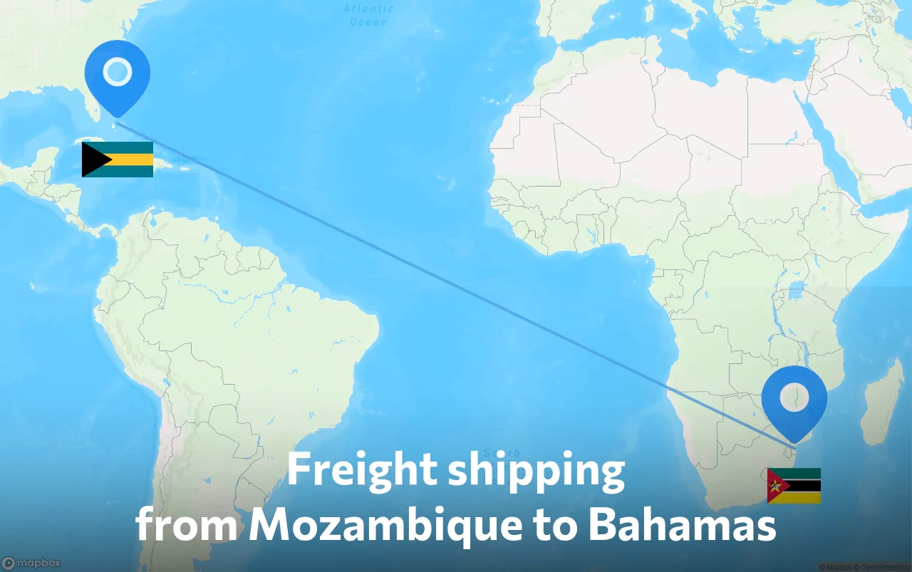 Shipping route from Mozambique to Bahamas