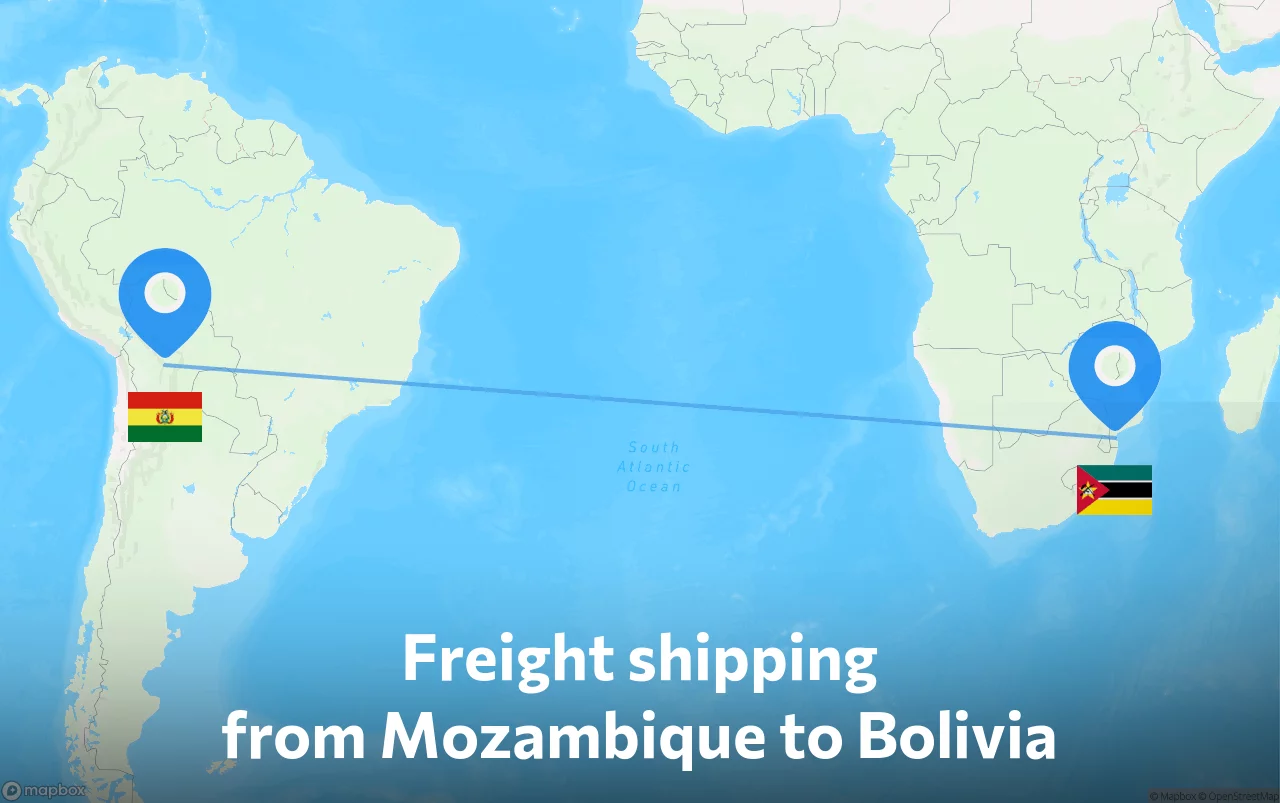 Shipping route from Mozambique to Bolivia