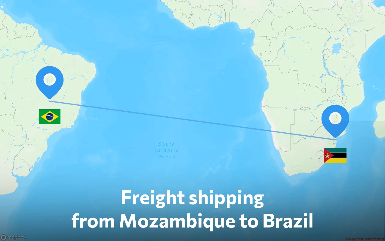 Shipping route from Mozambique to Brazil