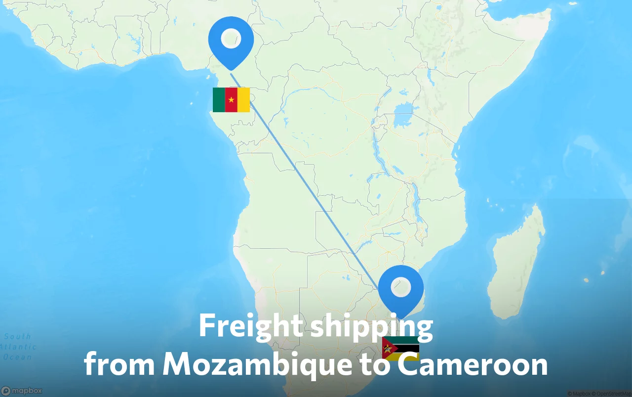 Shipping route from Mozambique to Cameroon