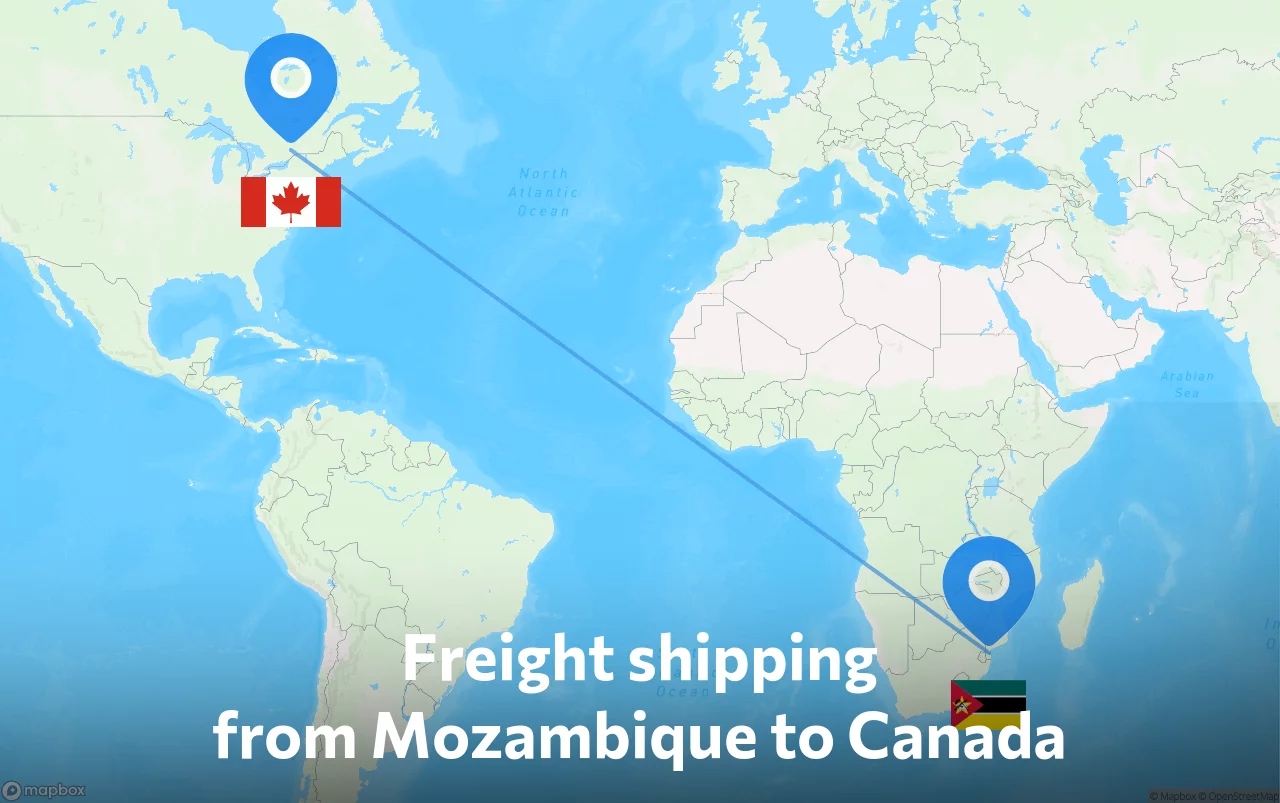 Shipping route from Mozambique to Canada