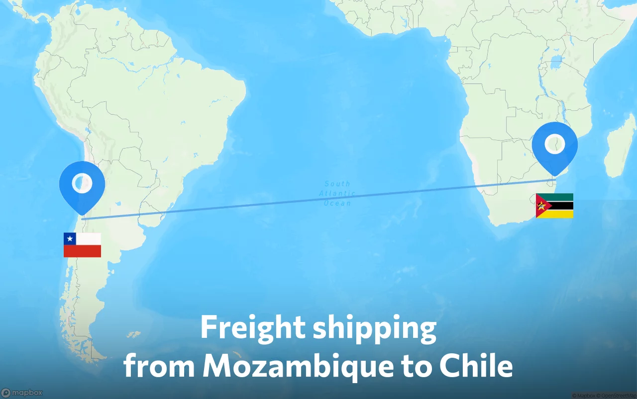 Shipping route from Mozambique to Chile