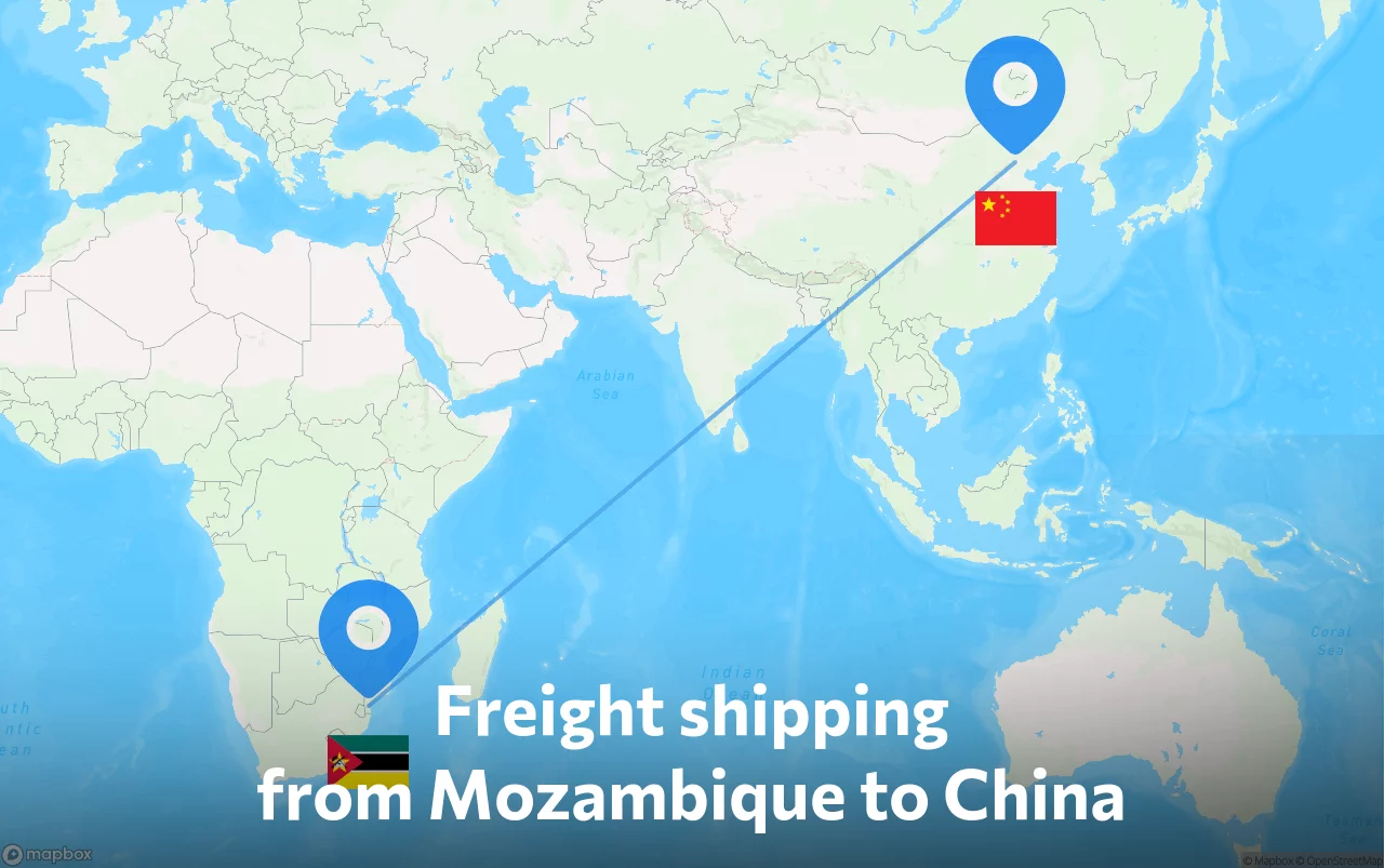 Shipping route from Mozambique to China