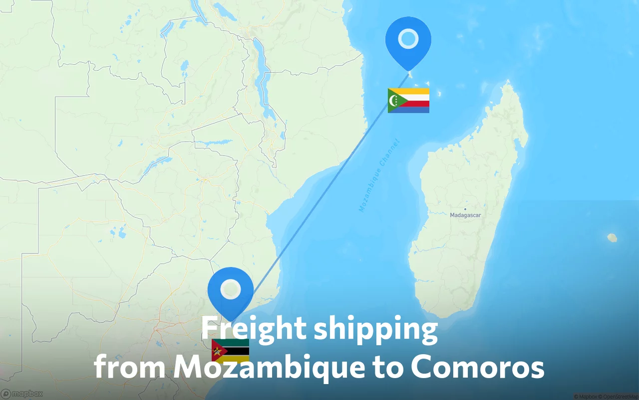 Shipping route from Mozambique to Comoros