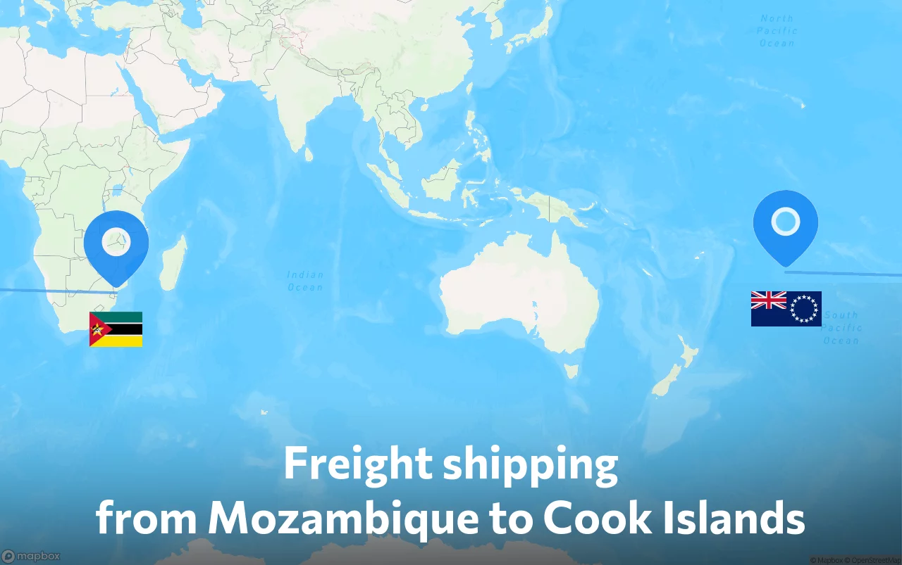 Shipping route from Mozambique to Cook Islands