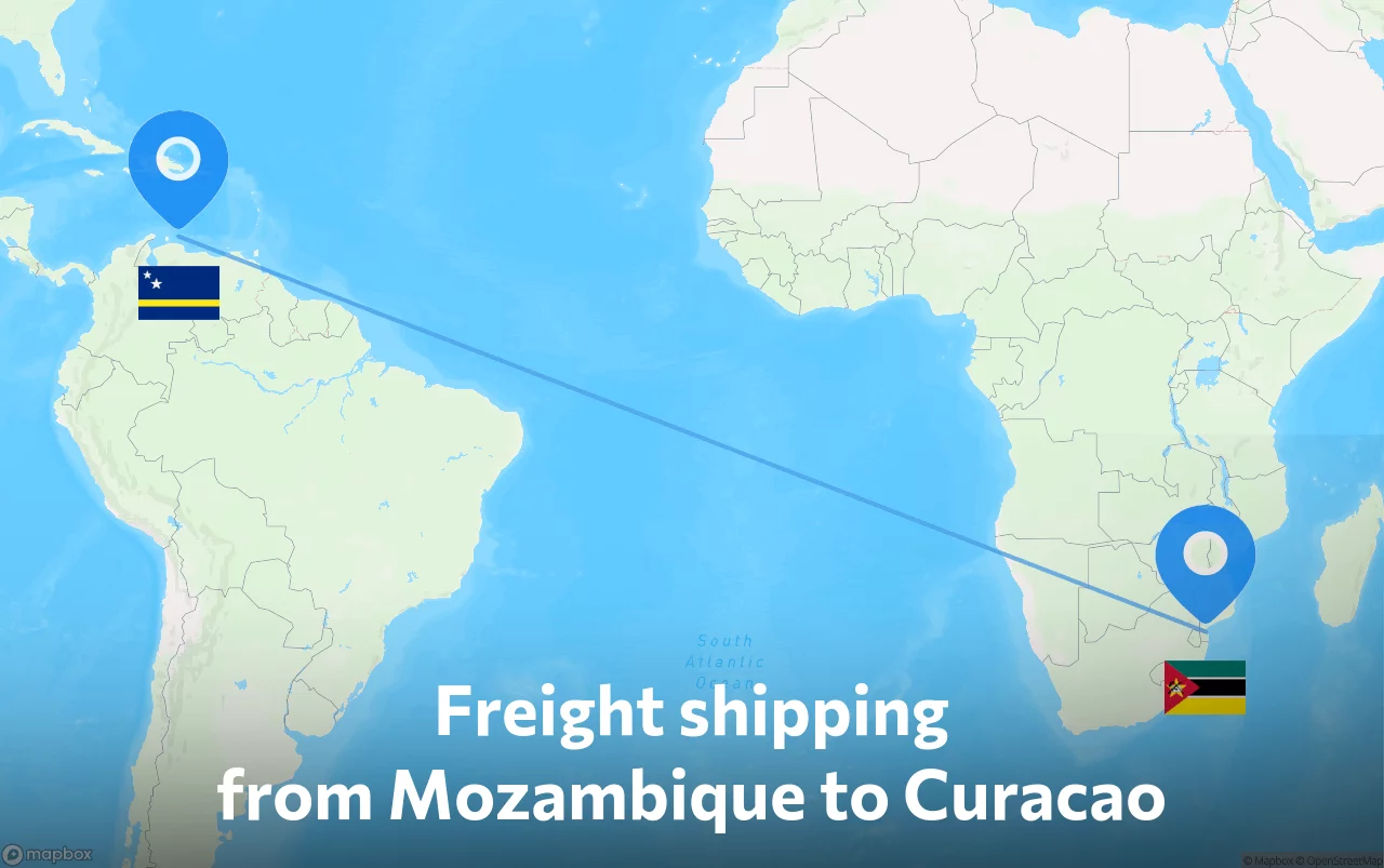 Shipping route from Mozambique to Curacao