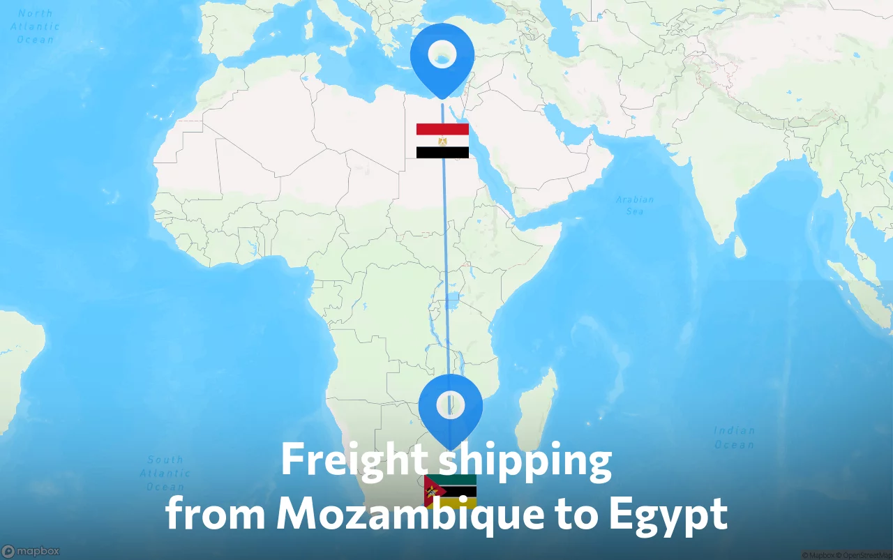 Shipping route from Mozambique to Egypt
