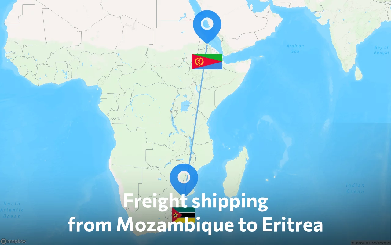 Shipping route from Mozambique to Eritrea