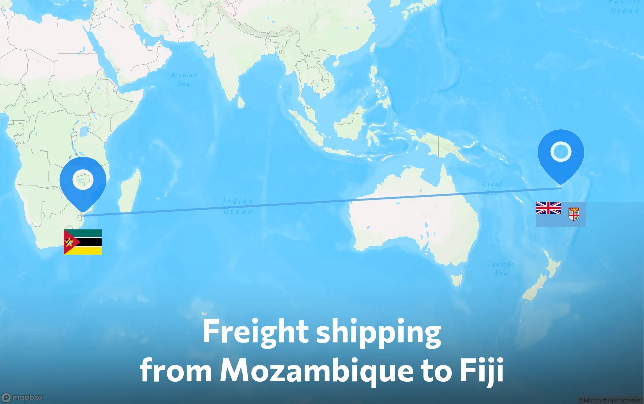 Shipping route from Mozambique to Fiji