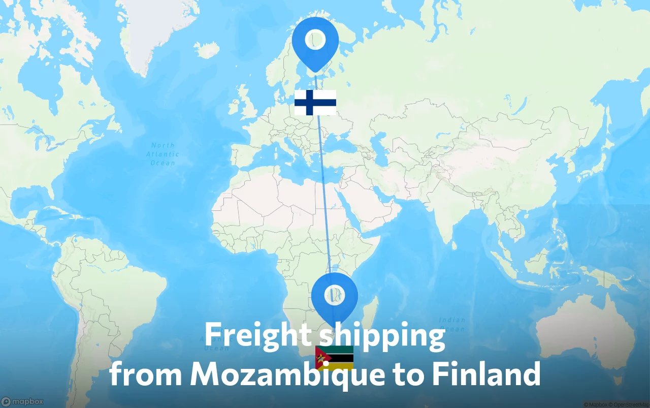 Shipping route from Mozambique to Finland