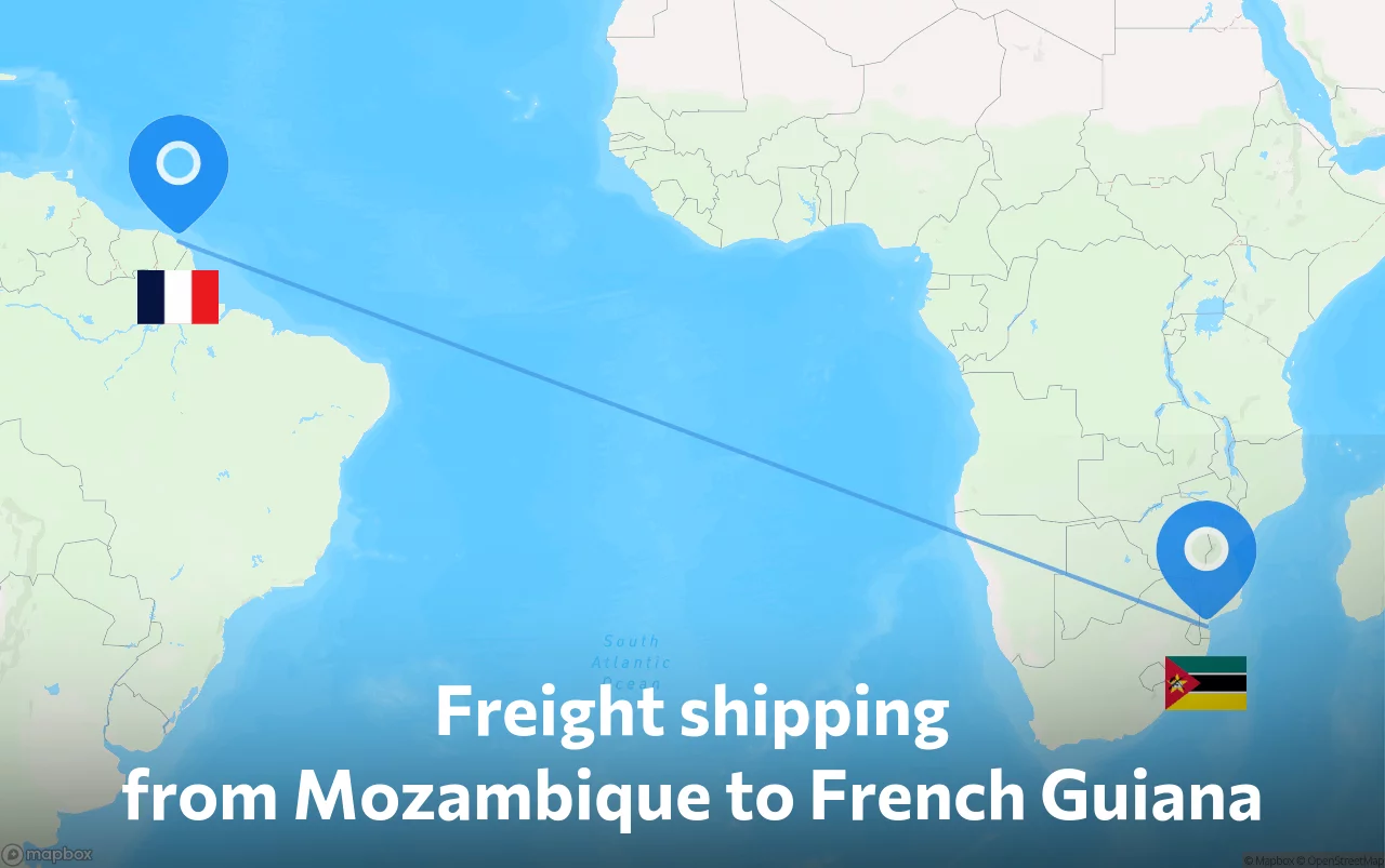 Shipping route from Mozambique to French Guiana