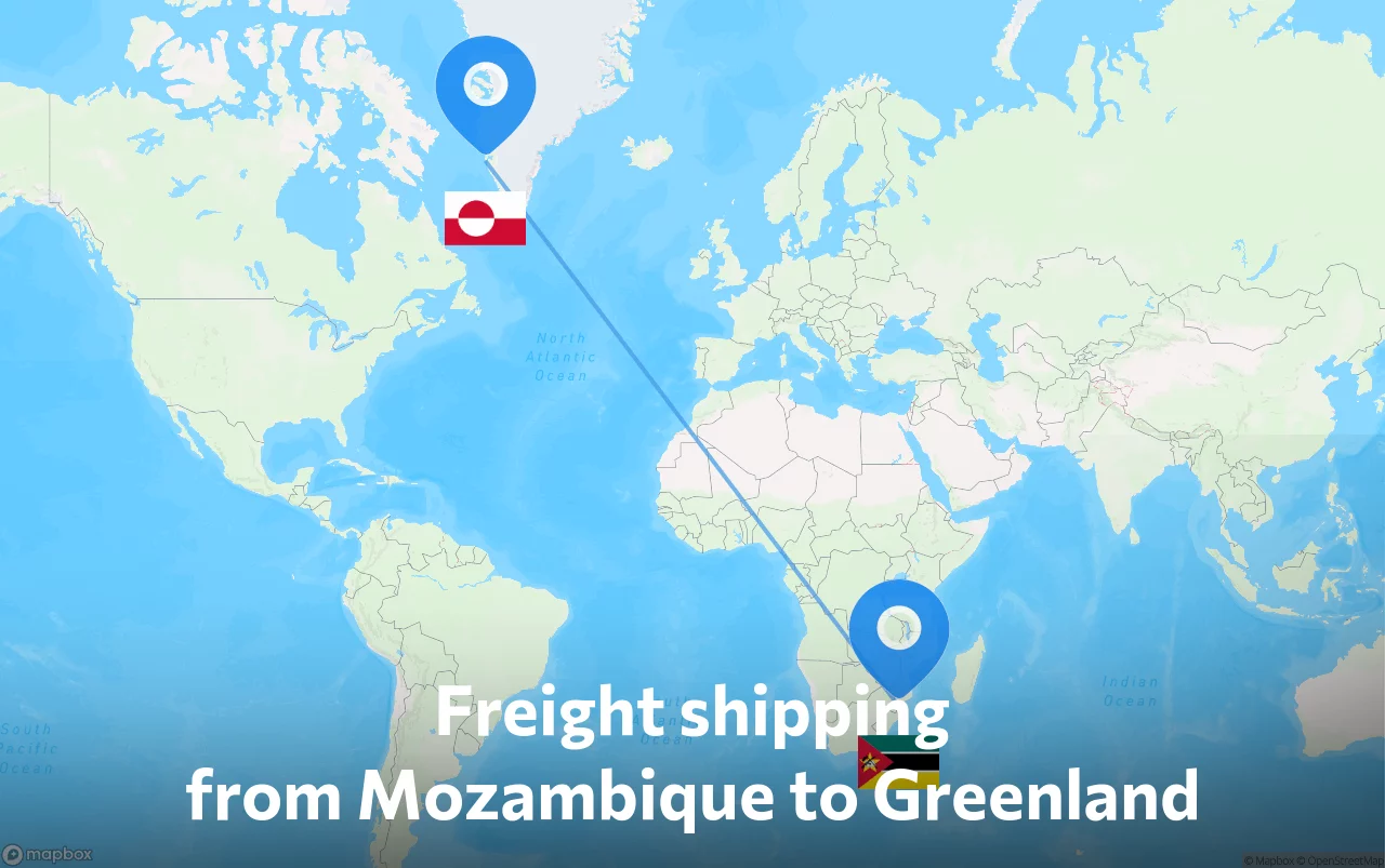 Shipping route from Mozambique to Greenland