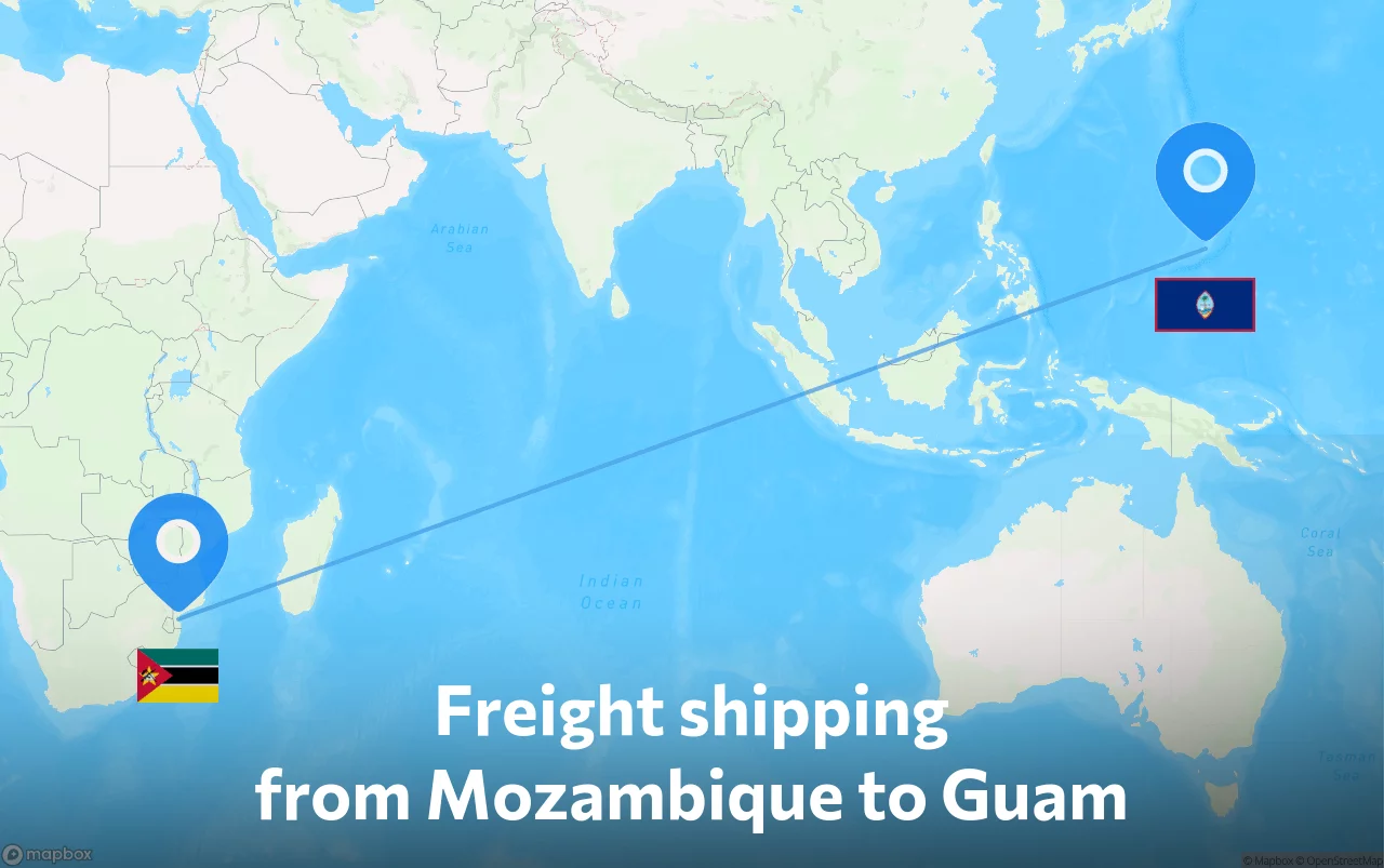 Shipping route from Mozambique to Guam
