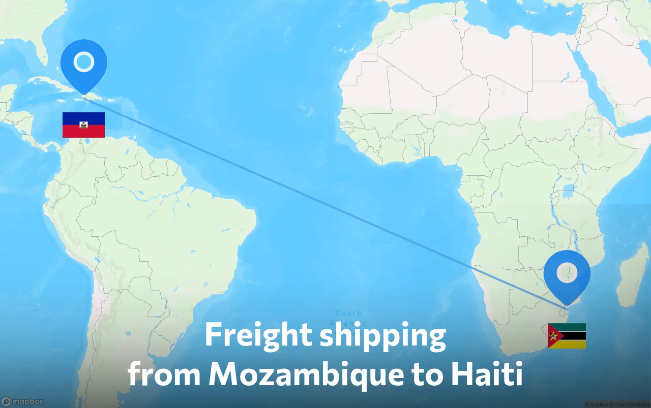 Shipping route from Mozambique to Haiti