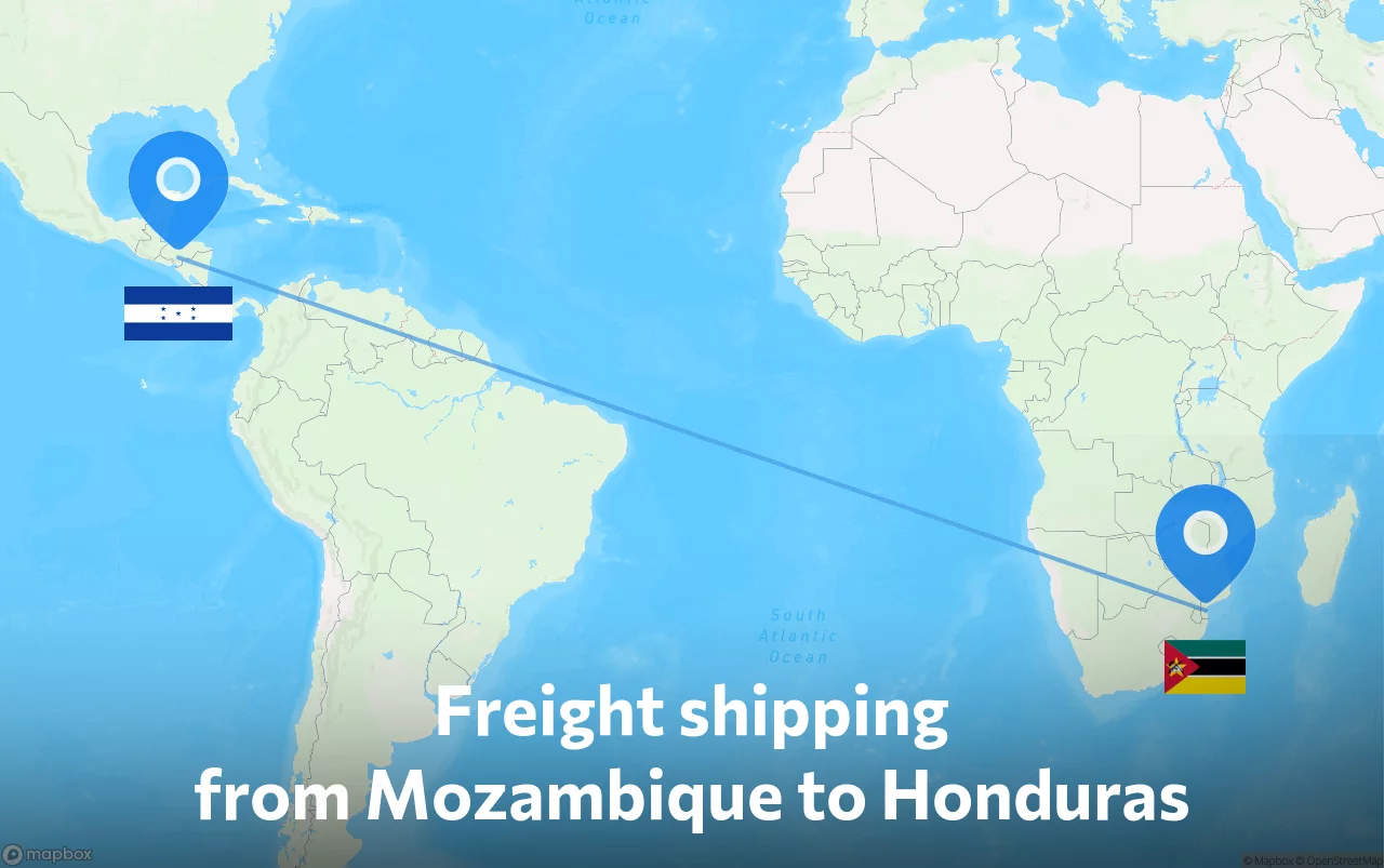Shipping route from Mozambique to Honduras