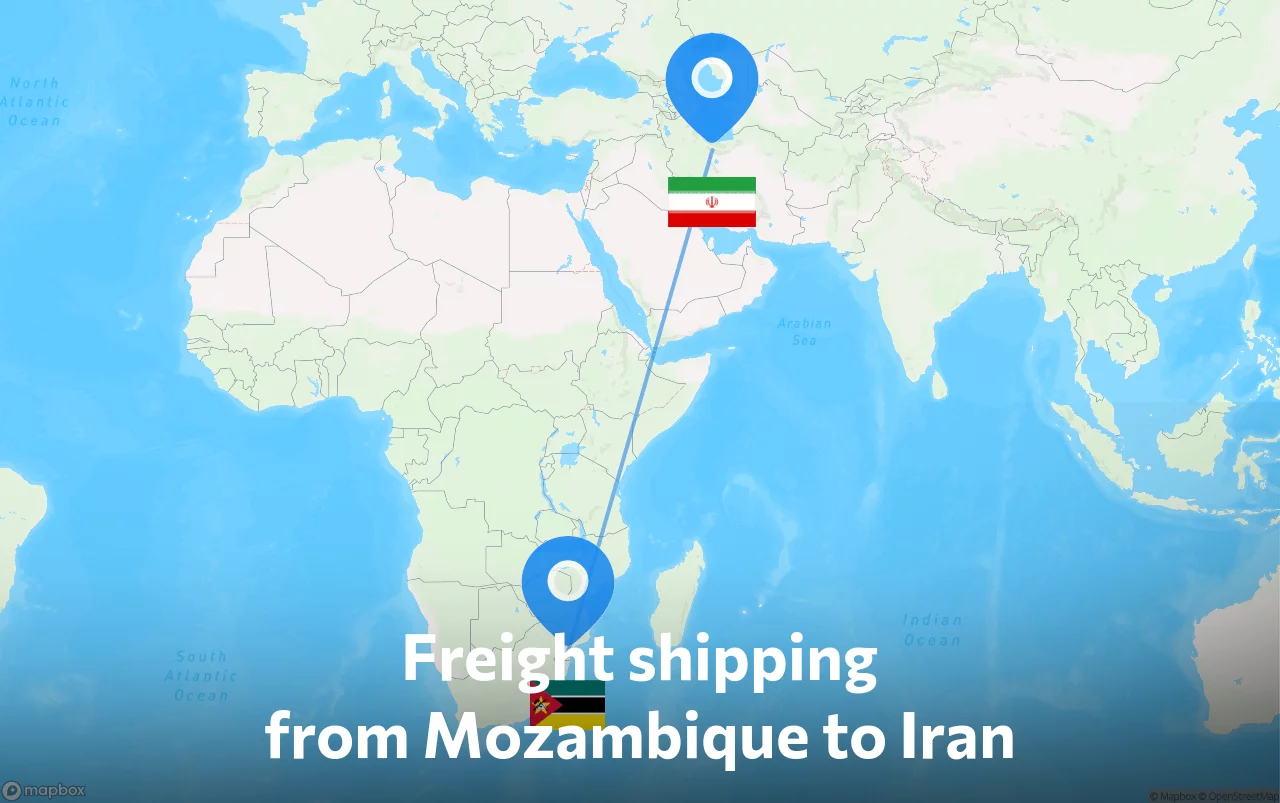 Shipping route from Mozambique to Iran