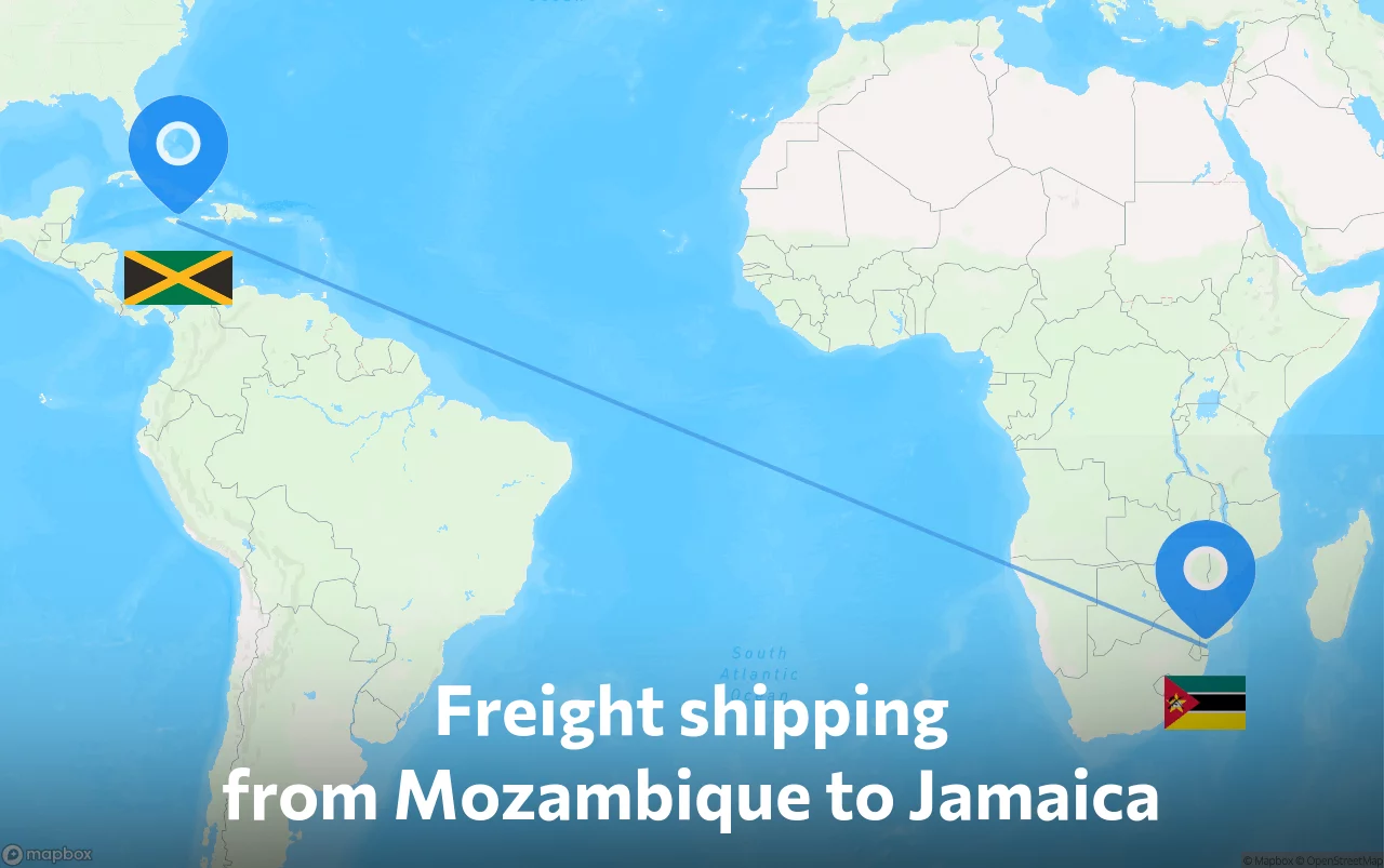 Shipping route from Mozambique to Jamaica