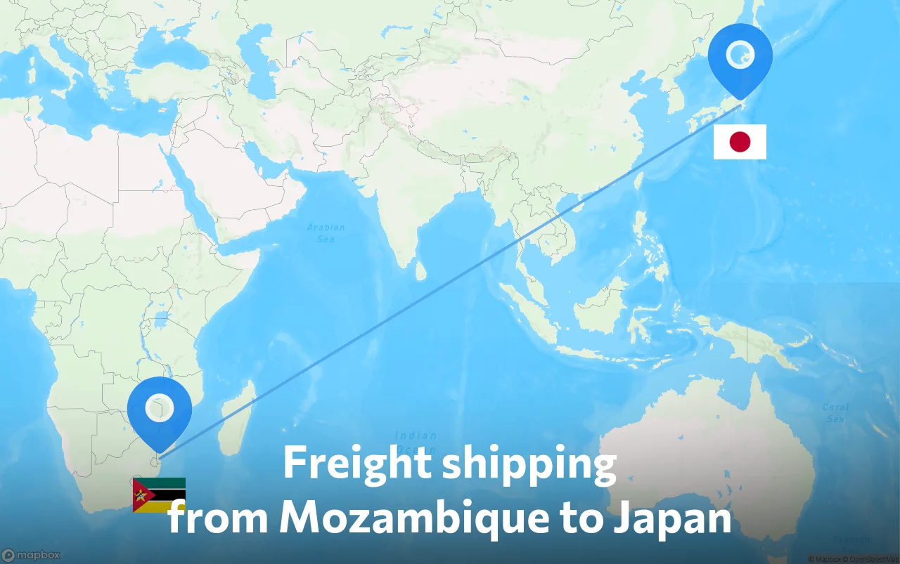 Shipping route from Mozambique to Japan