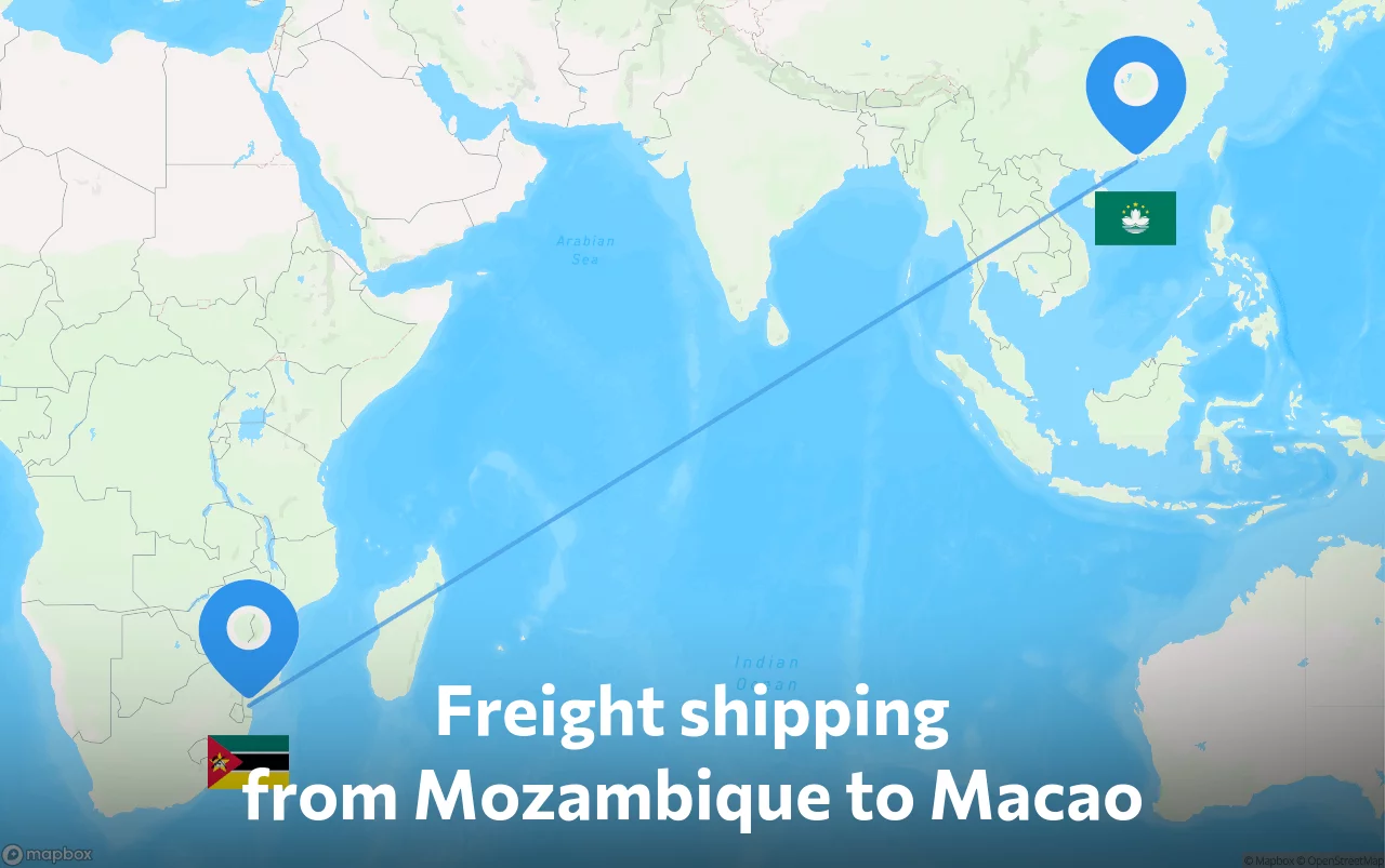 Shipping route from Mozambique to Macao