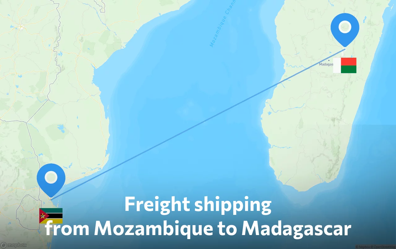Shipping route from Mozambique to Madagascar