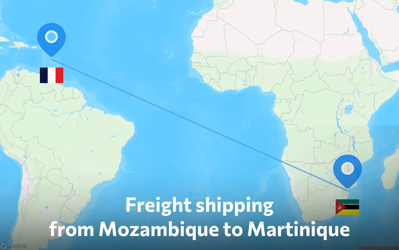 Shipping route from Mozambique to Martinique