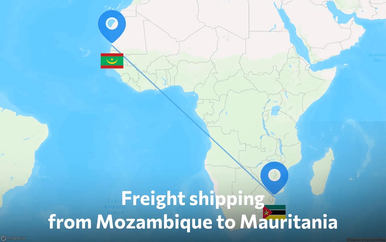 Shipping route from Mozambique to Mauritania