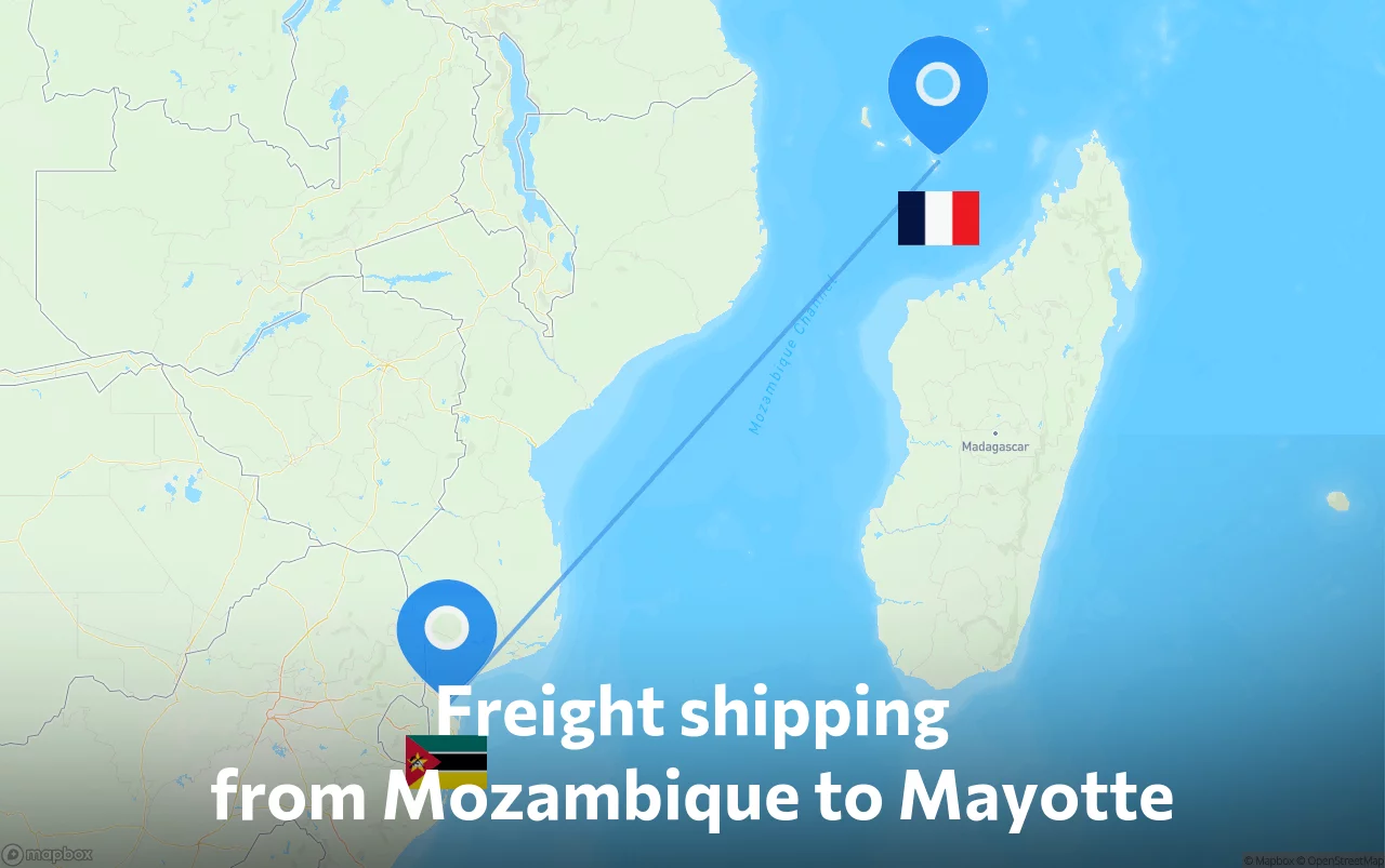Shipping route from Mozambique to Mayotte