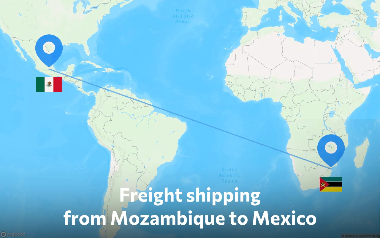 Shipping route from Mozambique to Mexico