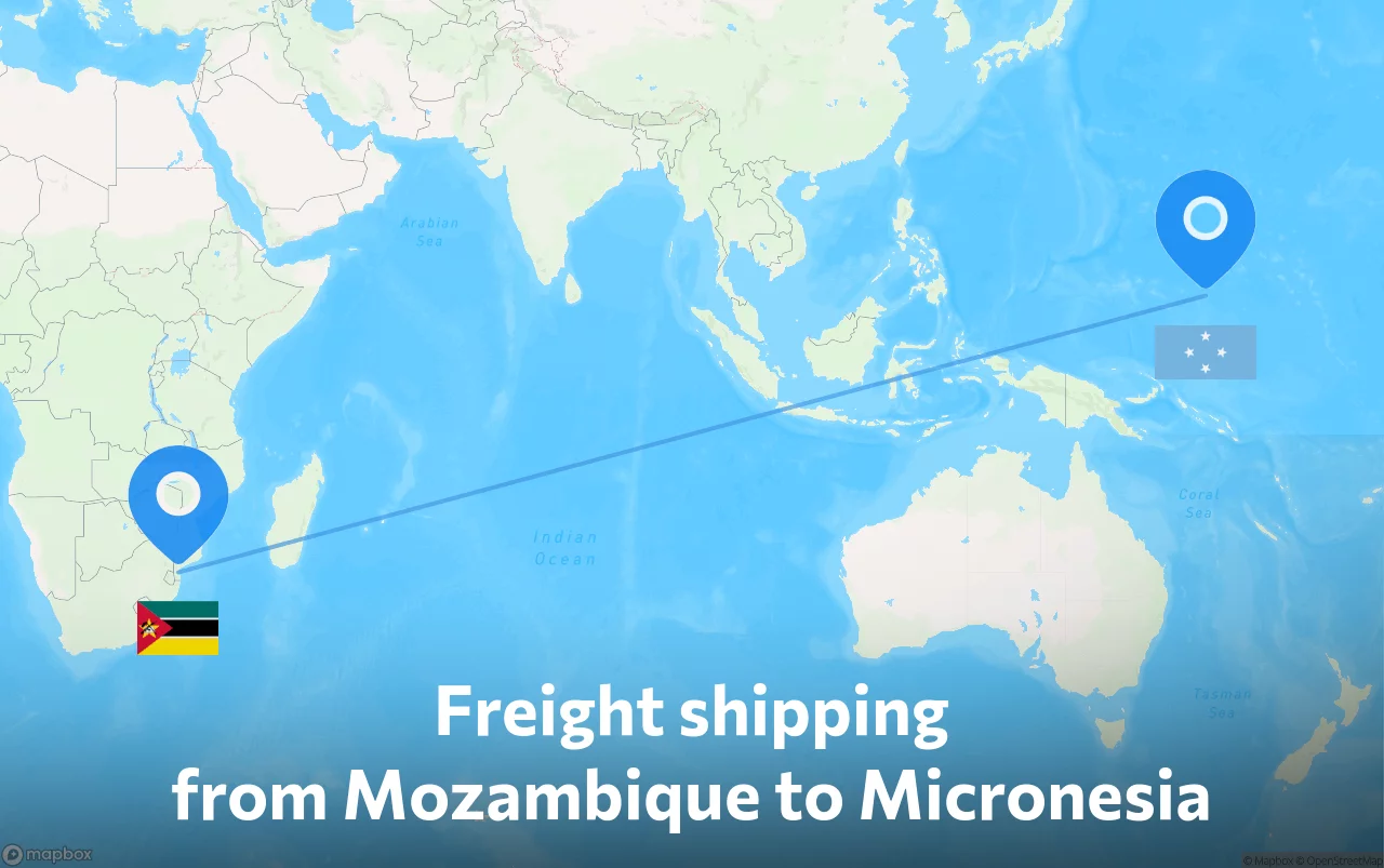 Shipping route from Mozambique to Micronesia