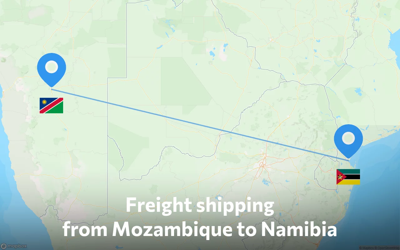 Shipping route from Mozambique to Namibia