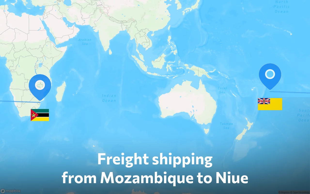 Shipping route from Mozambique to Niue