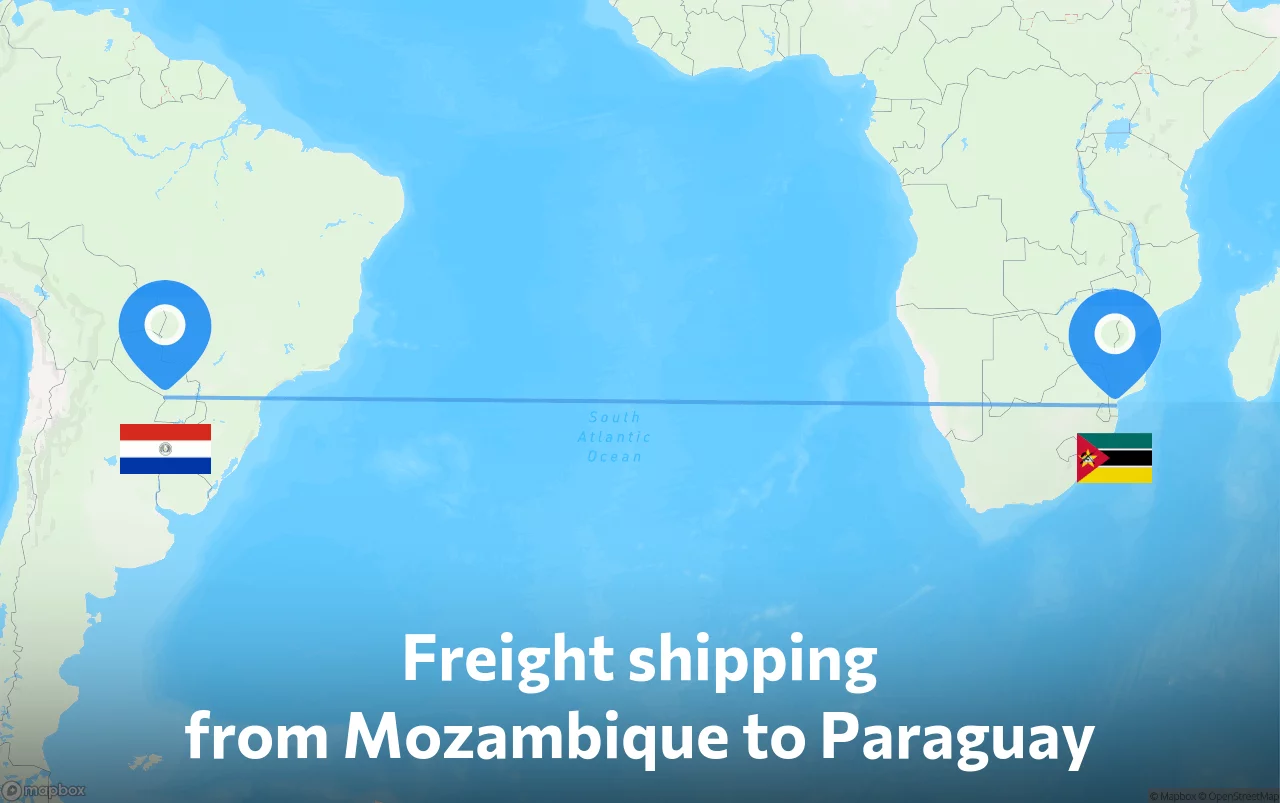 Shipping route from Mozambique to Paraguay