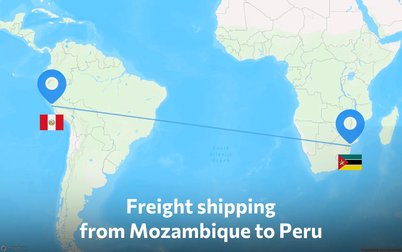 Shipping route from Mozambique to Peru