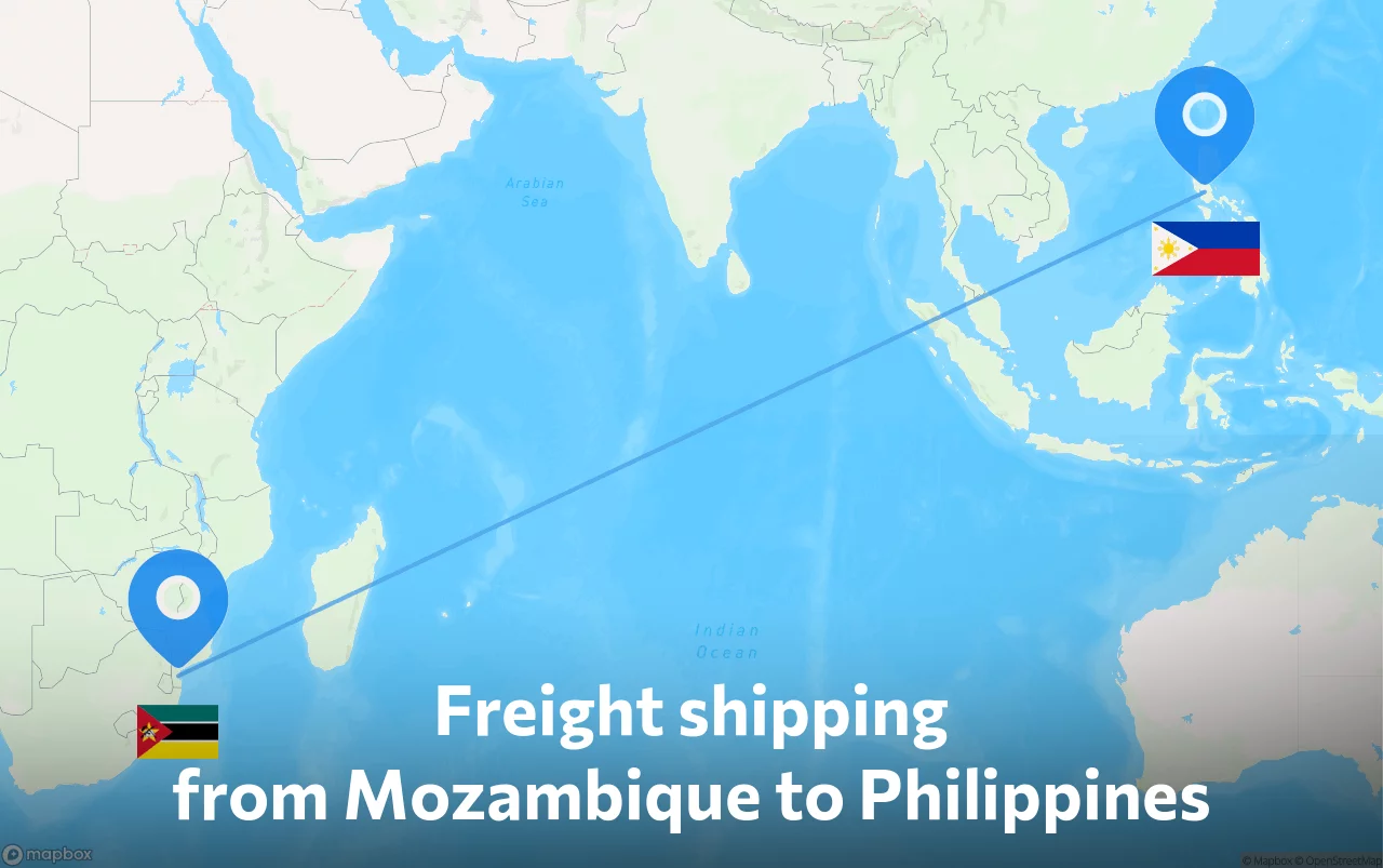 Shipping route from Mozambique to Philippines