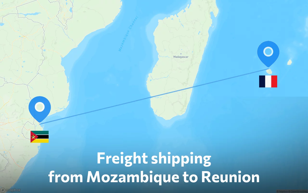 Shipping route from Mozambique to Reunion