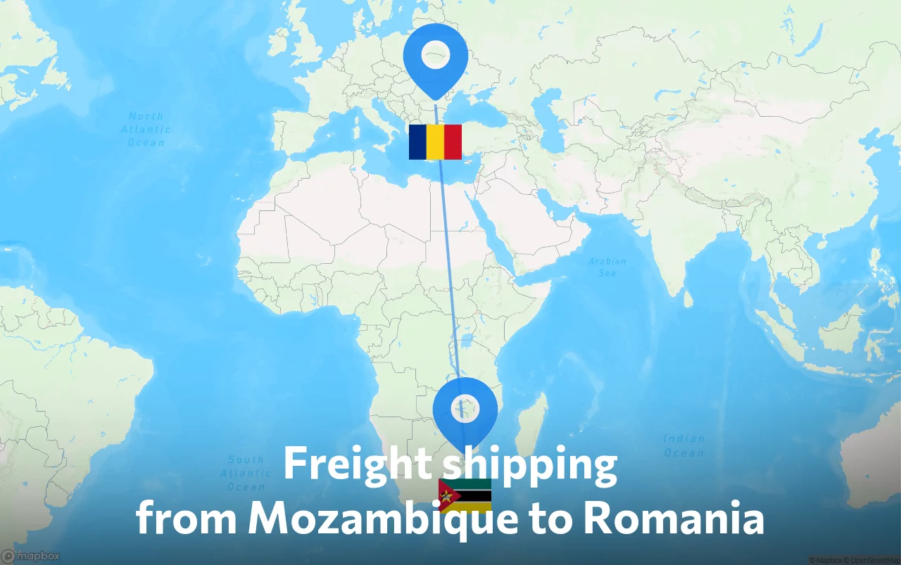 Shipping route from Mozambique to Romania