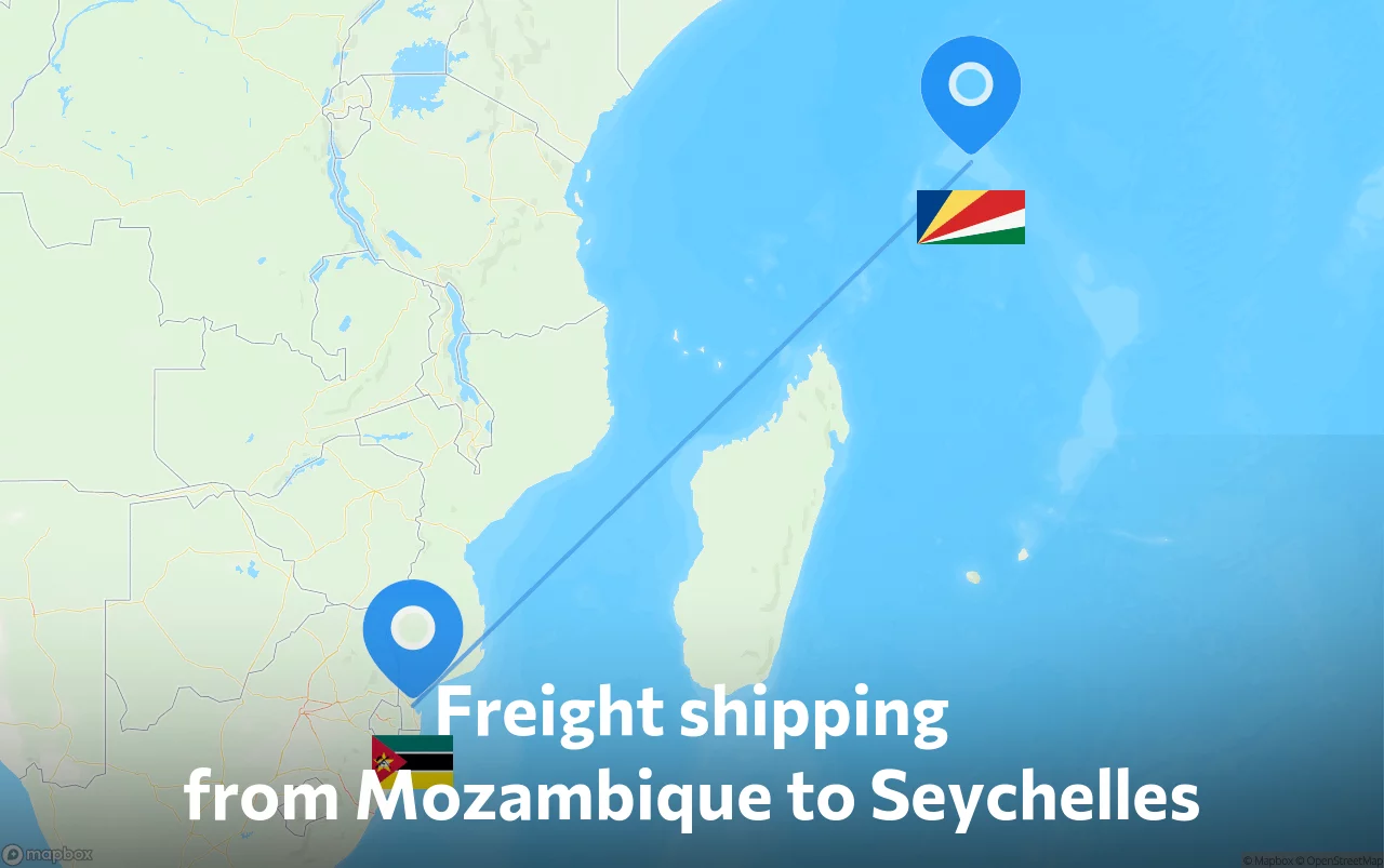 Shipping route from Mozambique to Seychelles