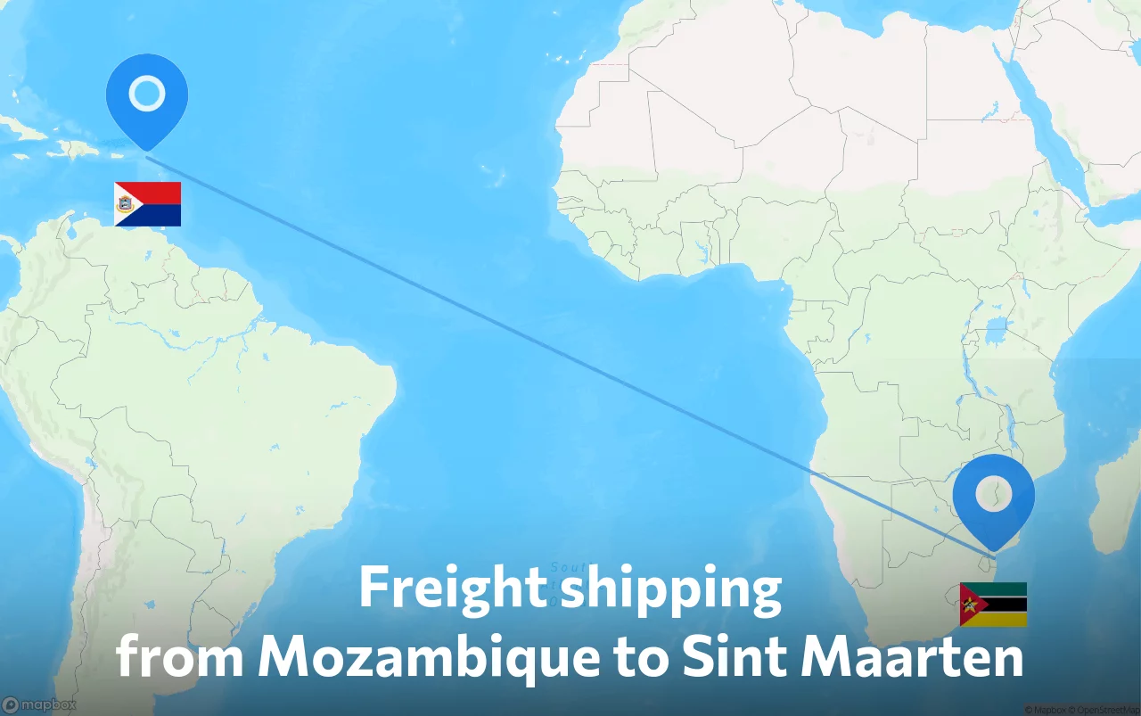 Shipping route from Mozambique to Sint Maarten