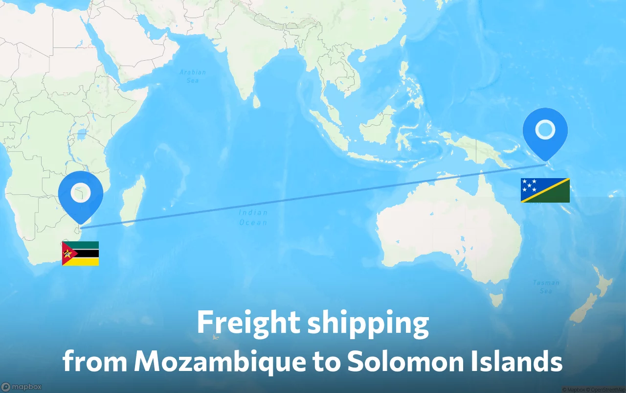 Shipping route from Mozambique to Solomon Islands