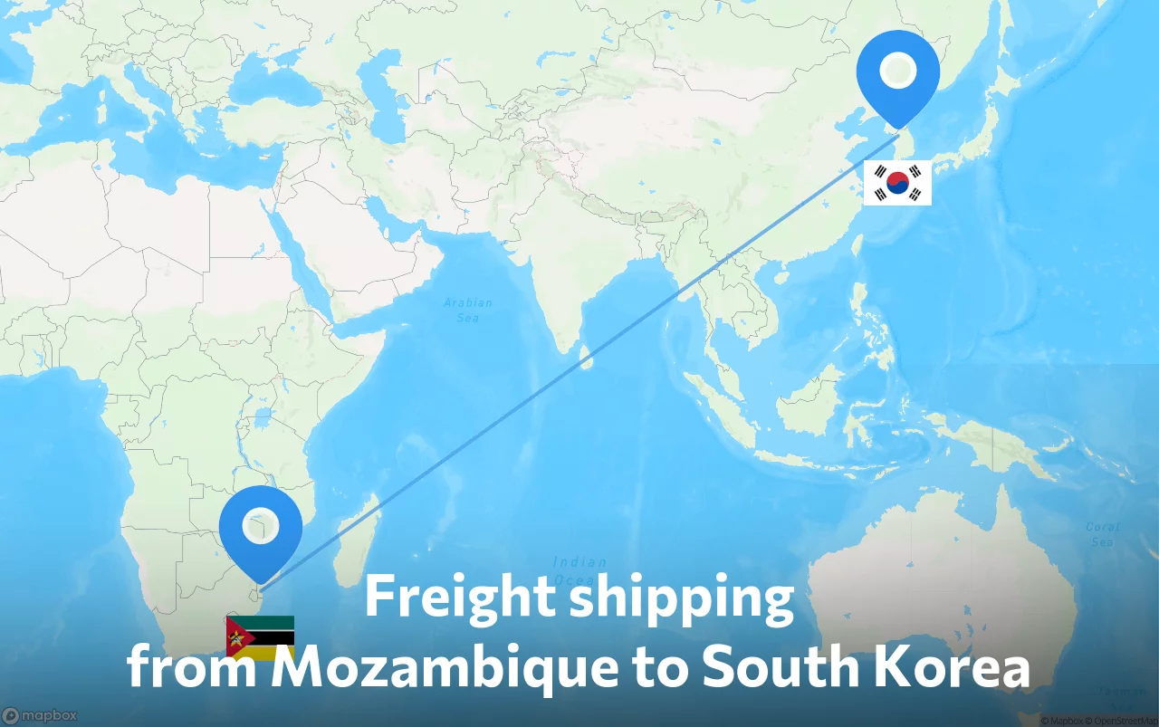 Shipping route from Mozambique to South Korea