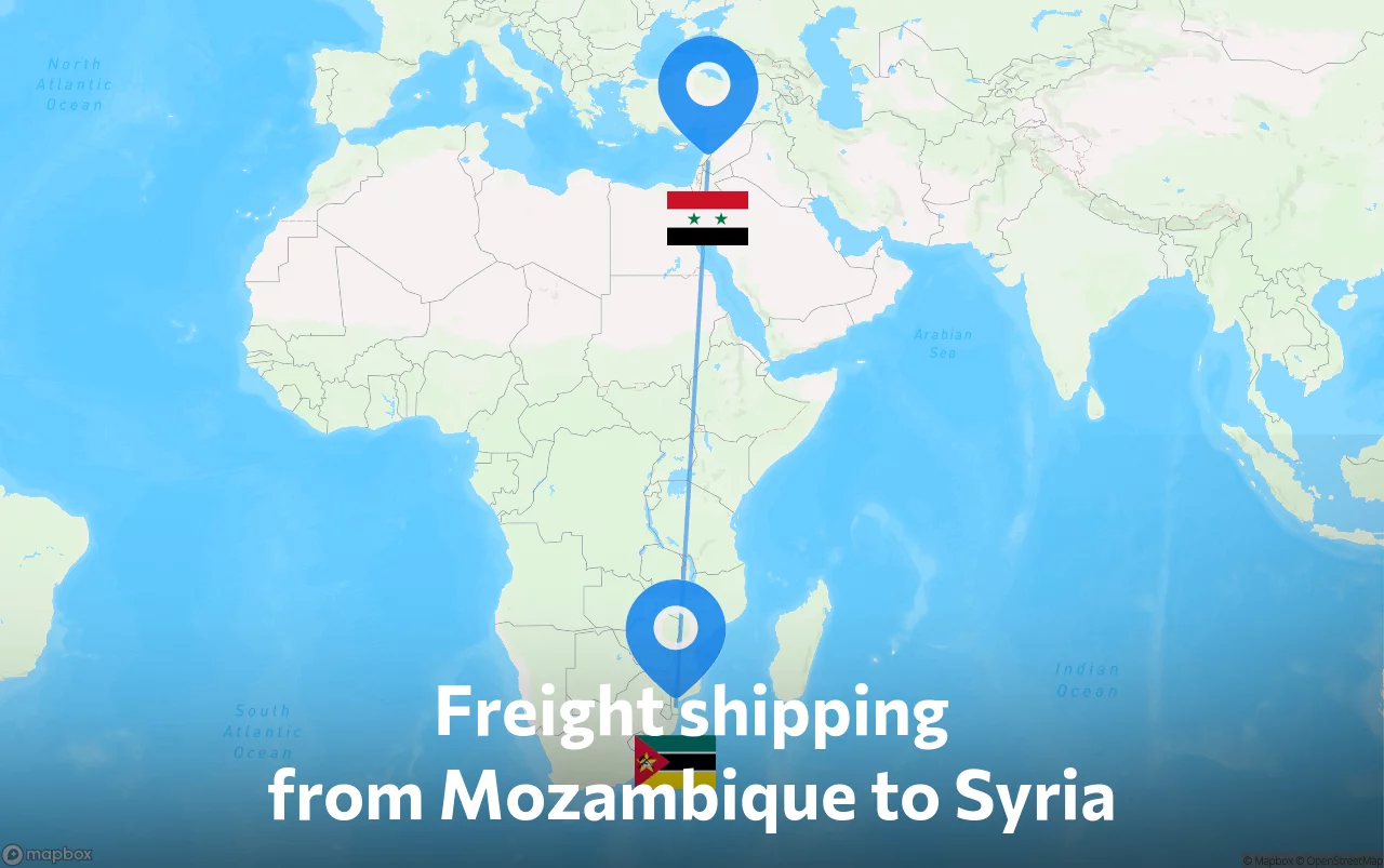 Shipping route from Mozambique to Syria