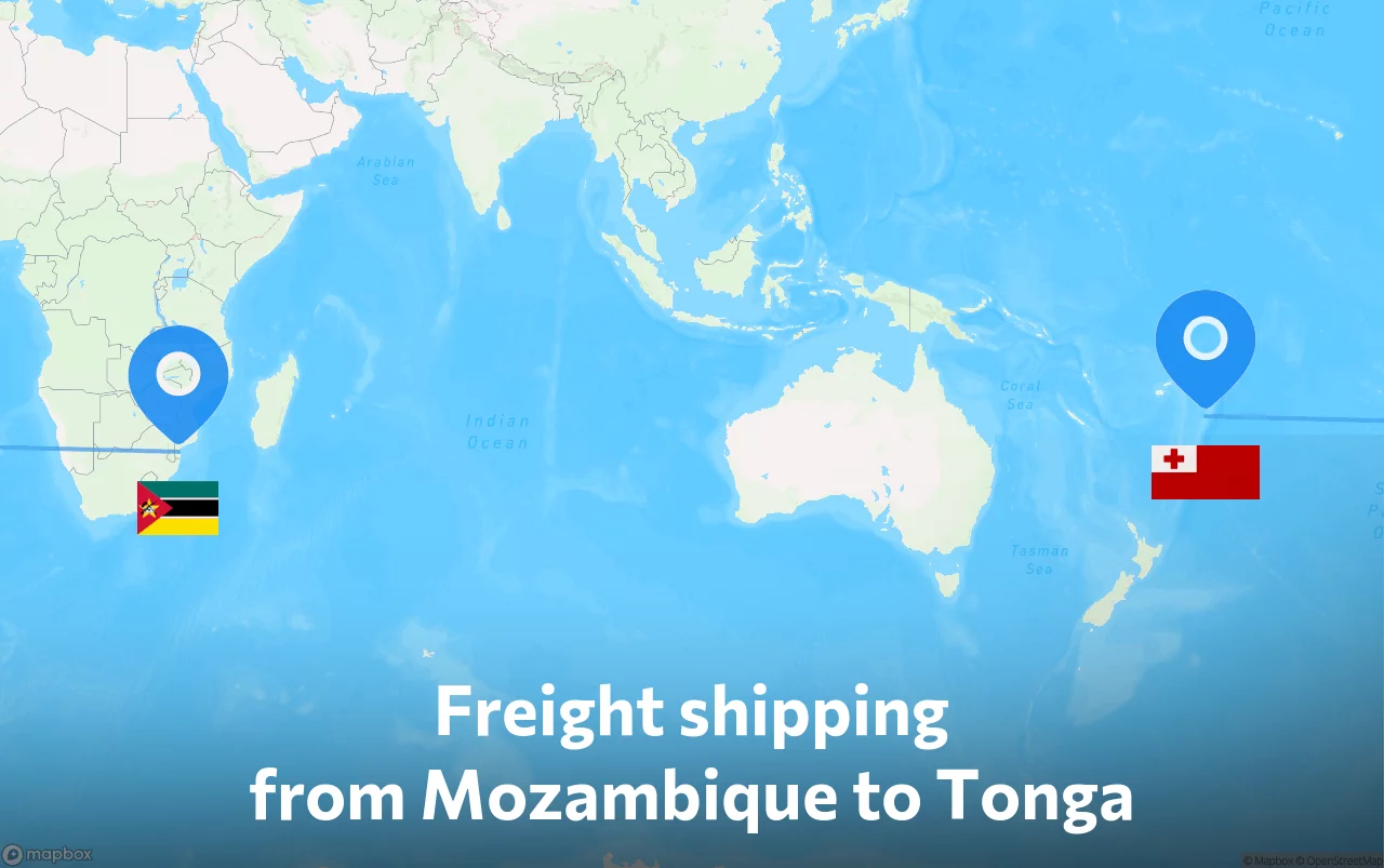 Shipping route from Mozambique to Tonga